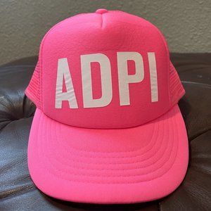 Alpha Delta Pi ADPi Hot Pink Trucker Hat with White Text